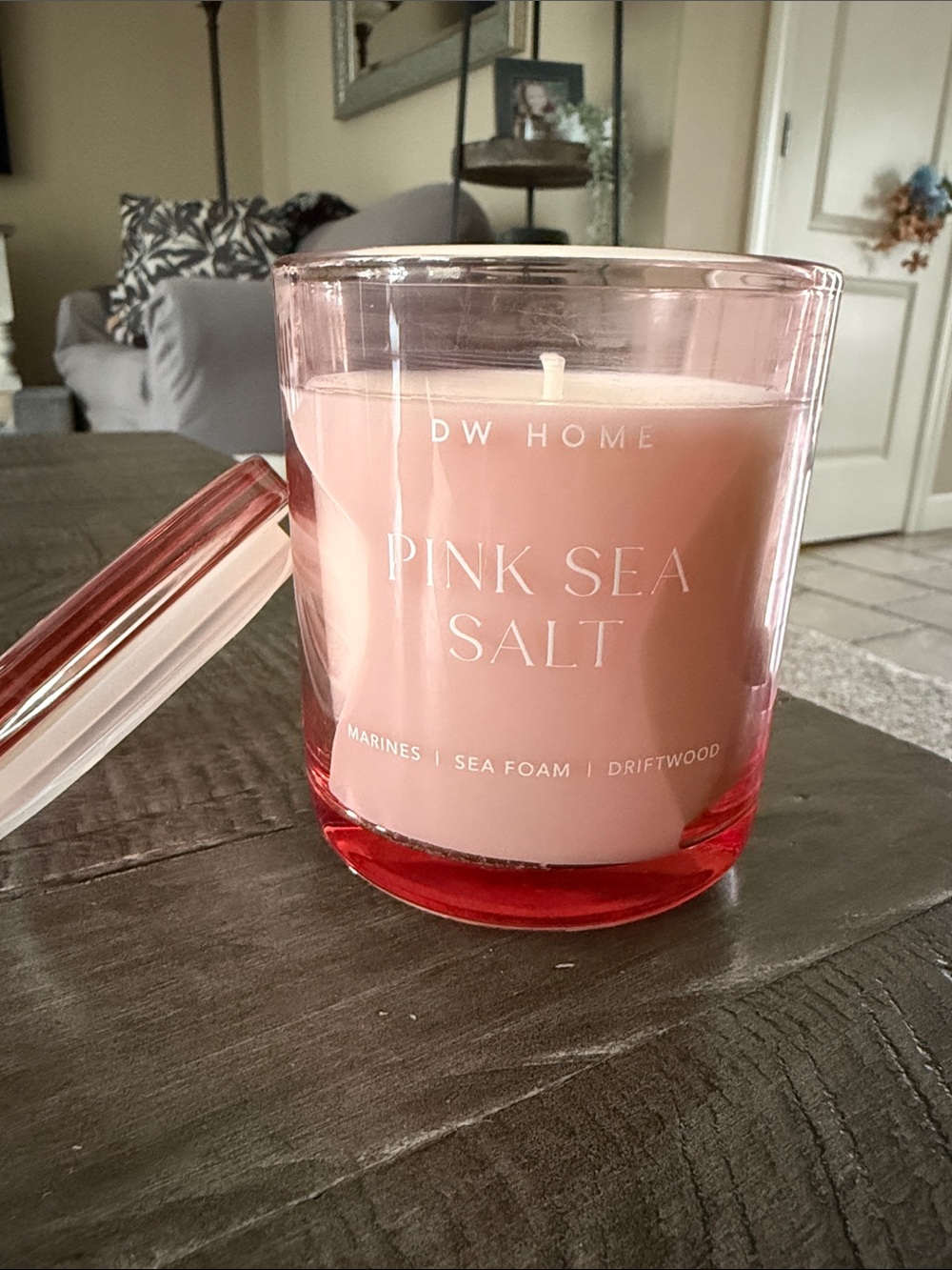 DW Home Pink Sea Salt Scented Candle - Pink Glass